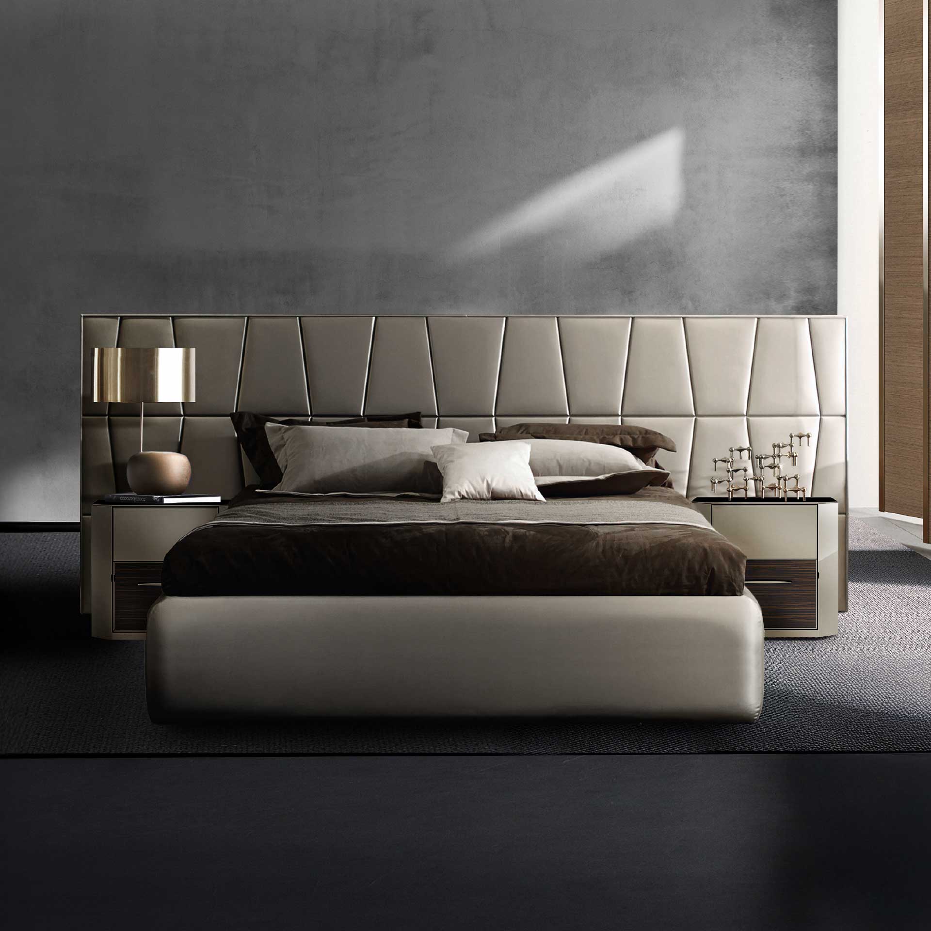 เตียงสั่งทำ รุ่น Letizia ขนาด 5 ฟุต วัสดุหนัง สีหลาก01