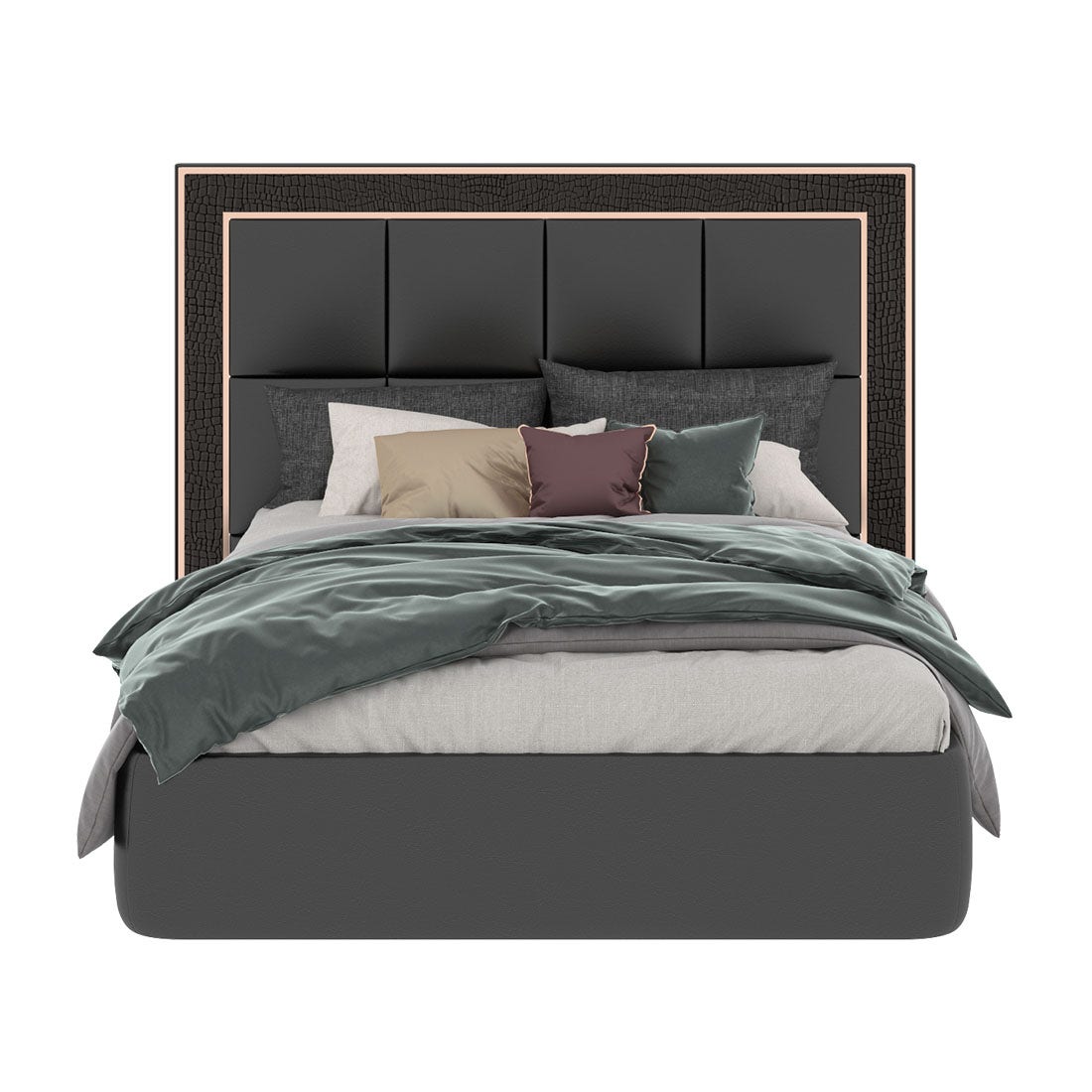 เตียงนอน ขนาด 5 ฟุต รุ่น Bellini หนังจระเข้สีดำ-01