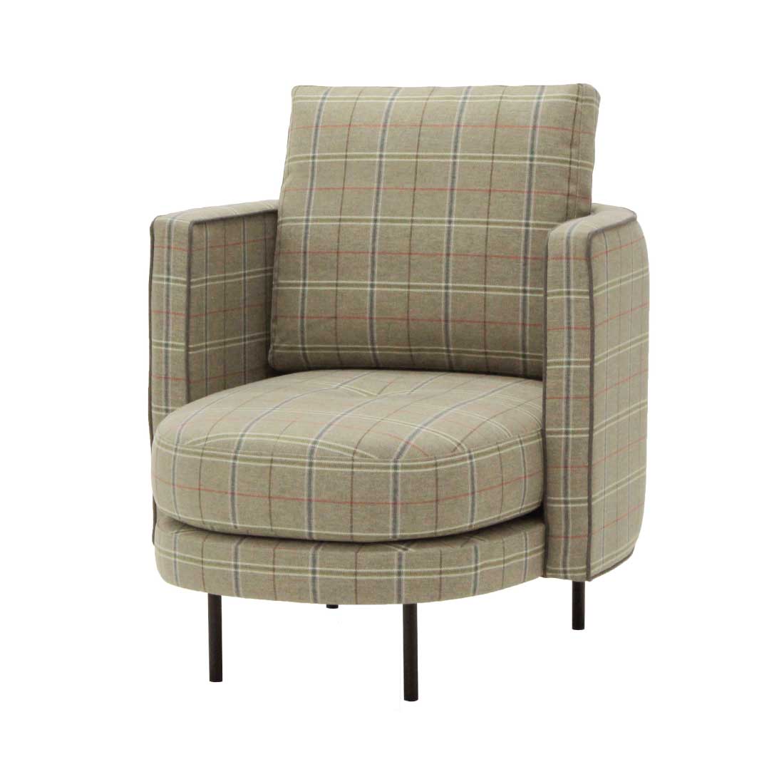 ARMCHAIR SARA ผ้าสก็อต น้ำตาล สีน้ำตาล1