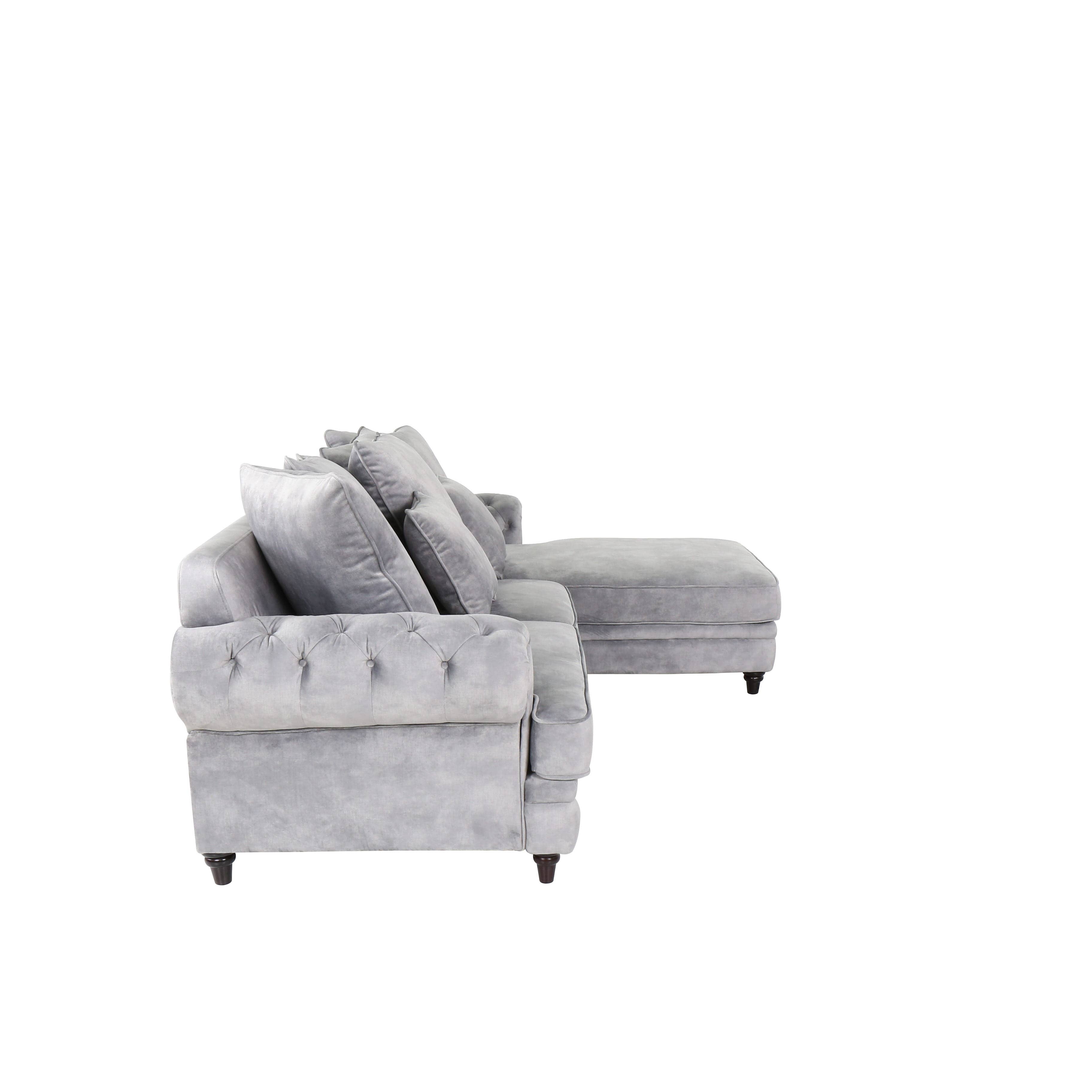 THOMSON Left corner velvet Sofa - Gray