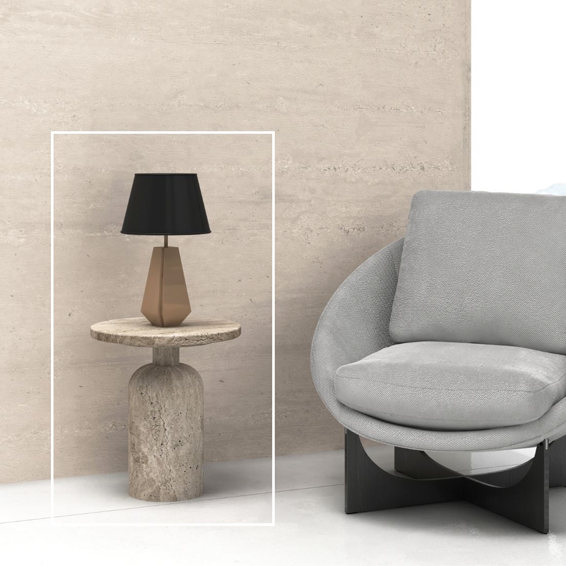 โต๊ะข้างขนาด 45 ซม.รุ่น WESTINA สี TRAVERTINE2