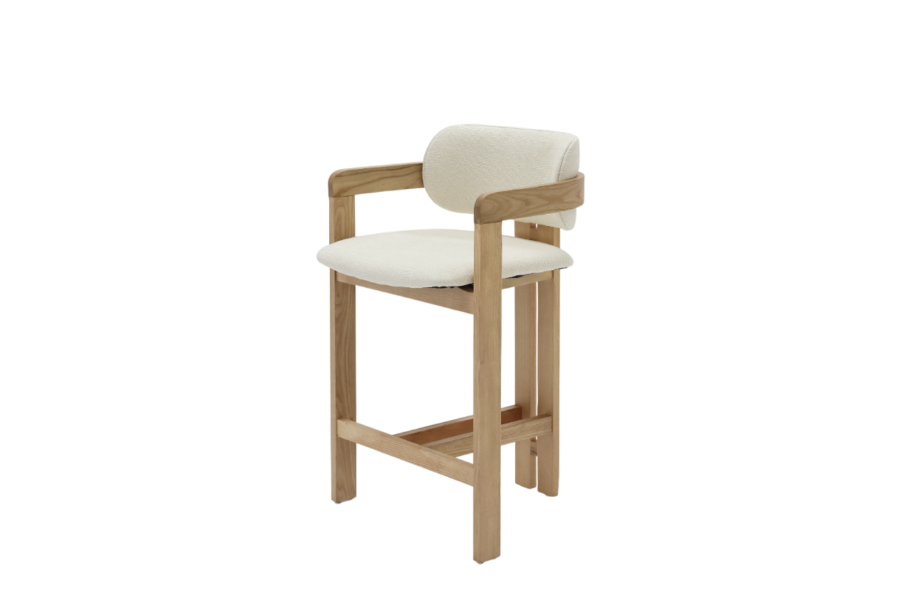 เก้าอี้สตูลบาร์ไม้เบาะผ้า รุ่น HAROA สีขาว3