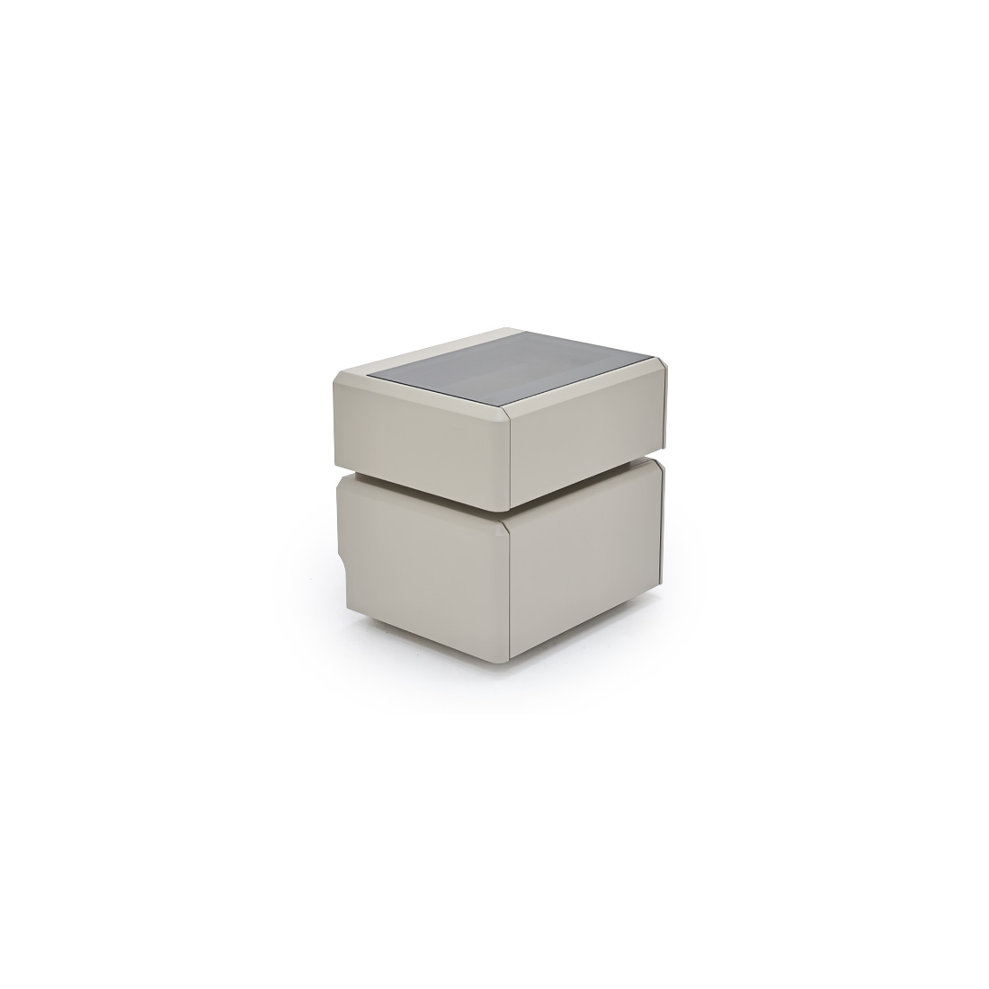 โต๊ะข้างไม้ท๊อปกระจก รุ่น Xung สีเทา1