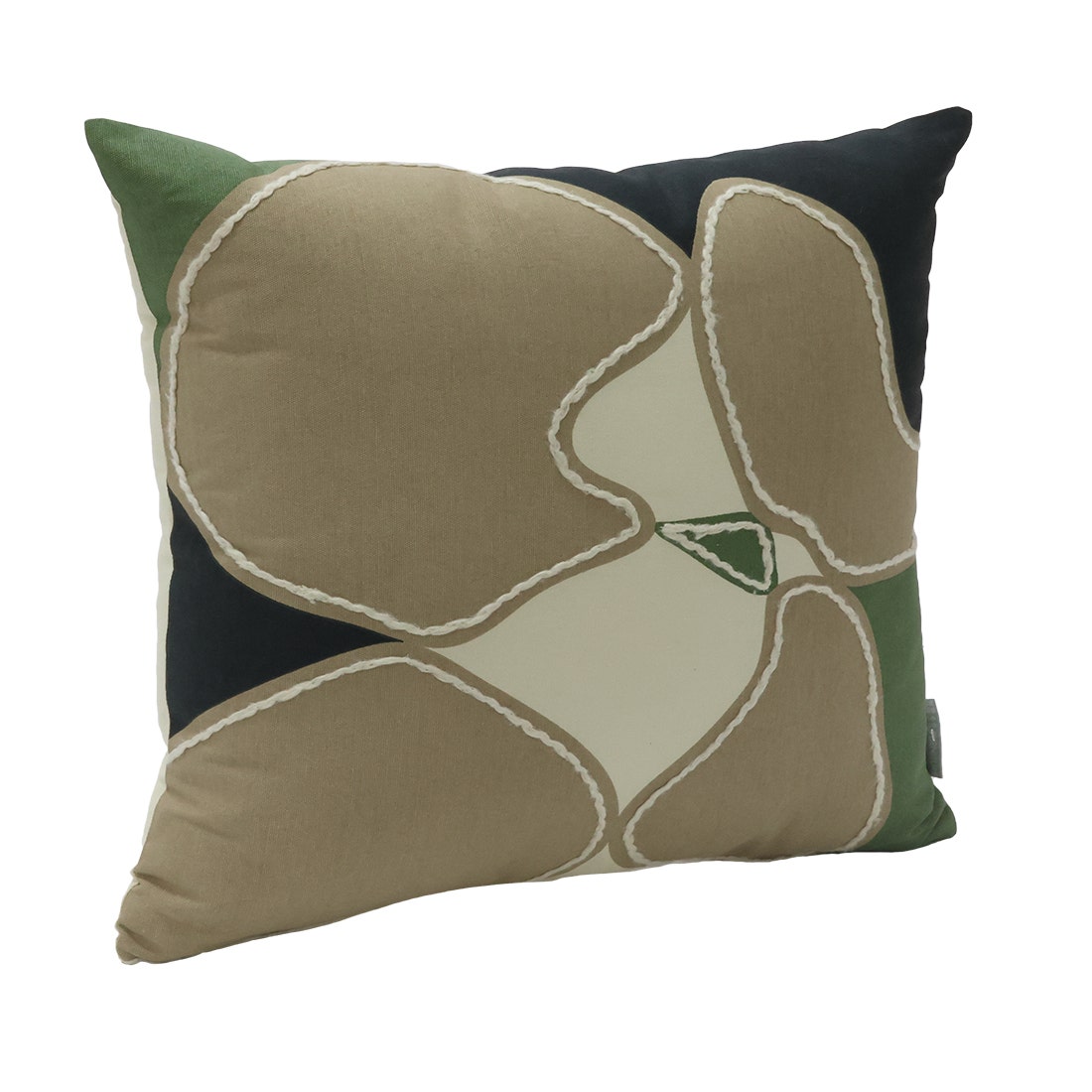 LL CUSHION #CUMS664/45X45 CREAM/GREEN/BLACK