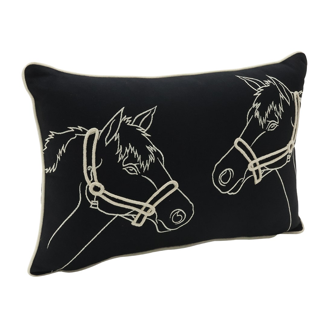 CH CUSHION #CUTD651/30X45 BLACK/HORSE