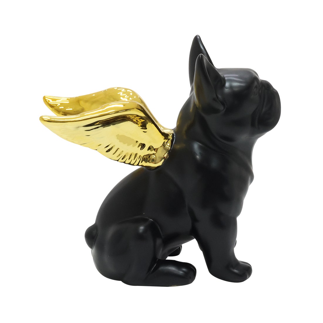 KD DECOR #38719 BLACK SITTING DOG