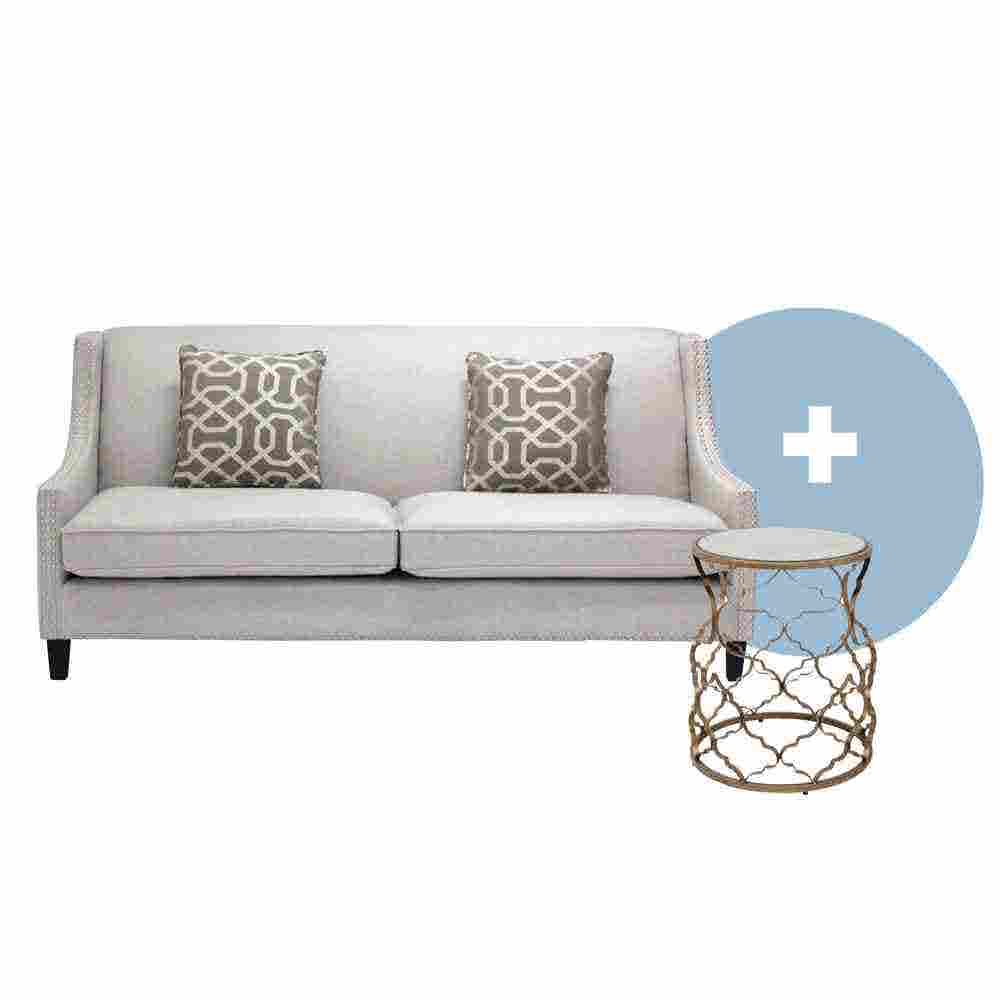 โซฟา รุ่น Kaori สีครีม และ โต๊ะข้าง Road สีทอง-00