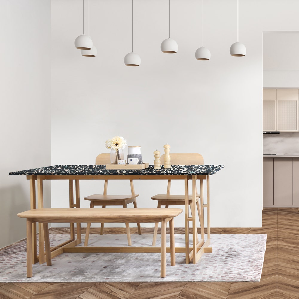 ชุดโต๊ะอาหาร รุ่น  DIAMANTE  หิน TERRAZZO สี NERO FANTASIA01