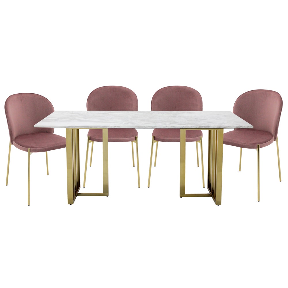 ชุดโต๊ะอาหาร รุ่น VAGON & เก้าอี้ TRAN สีชมพู01