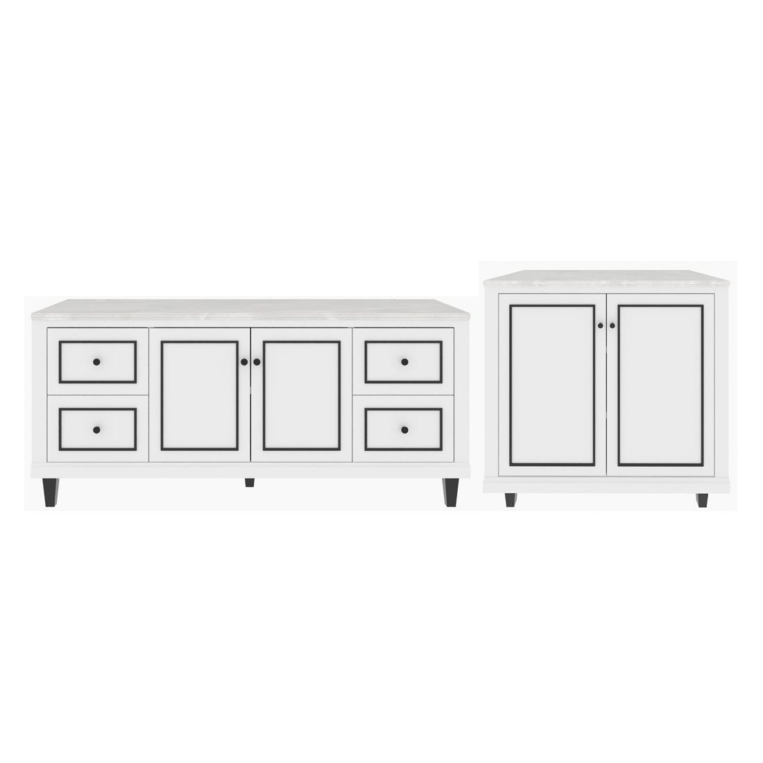 Sideboard TV 150 cm & cabinet 90 cm. รุ่น Eterno สีขาว01