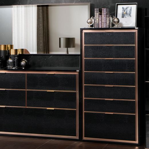 Adrina Chest of Drawers - Croco Black