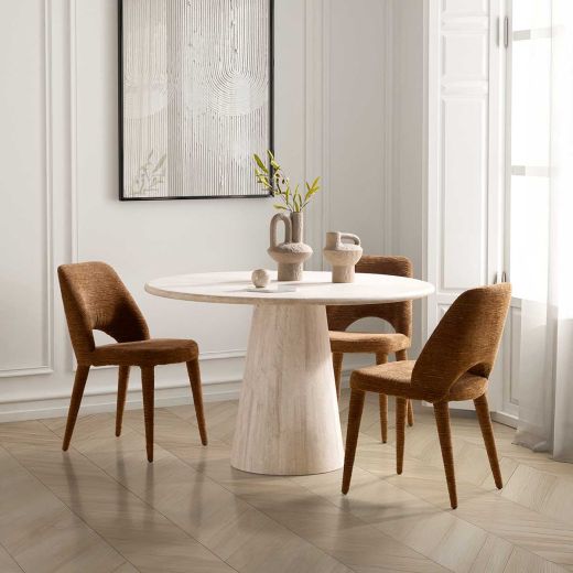 Dining table FRANDY-A120 marble travertine