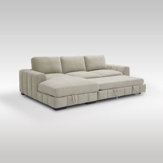 LANDLY Sofa Left Corner Brown Cream