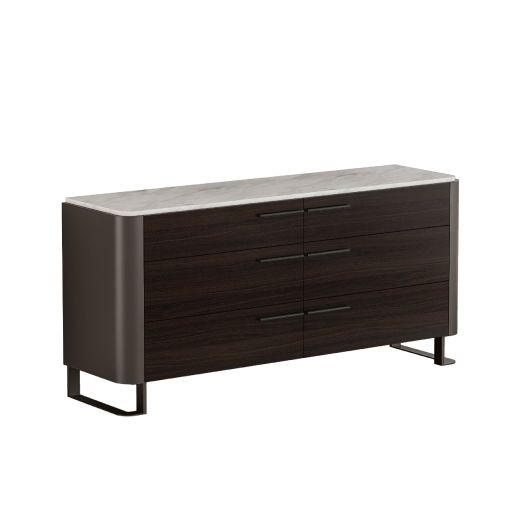Perses Dressing Table - Top Natural Stone, Black Oak Dark Wood