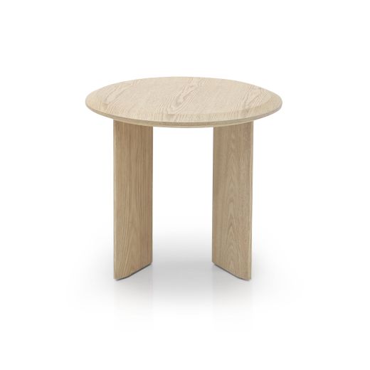 OKALYN Round End Table - Natural Ash Light Wood
