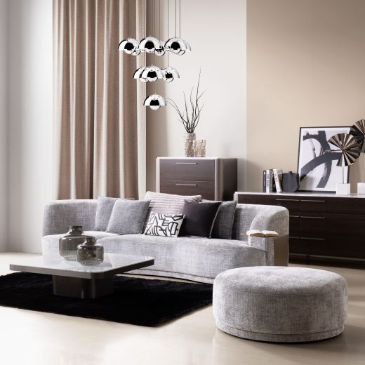 Lazane Sofa & Stool Gray
