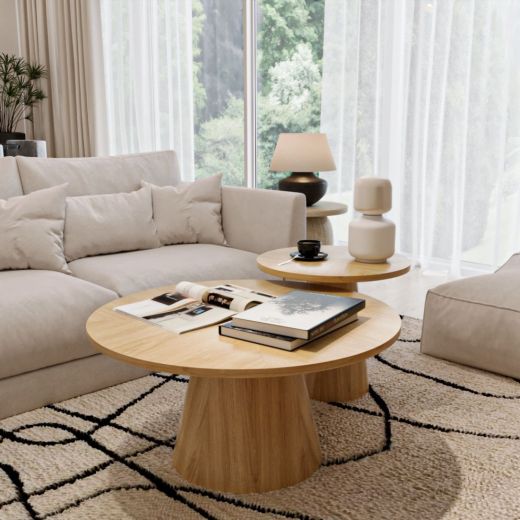 Coffee Table Weaver 50 CM. Oak Veneer Color