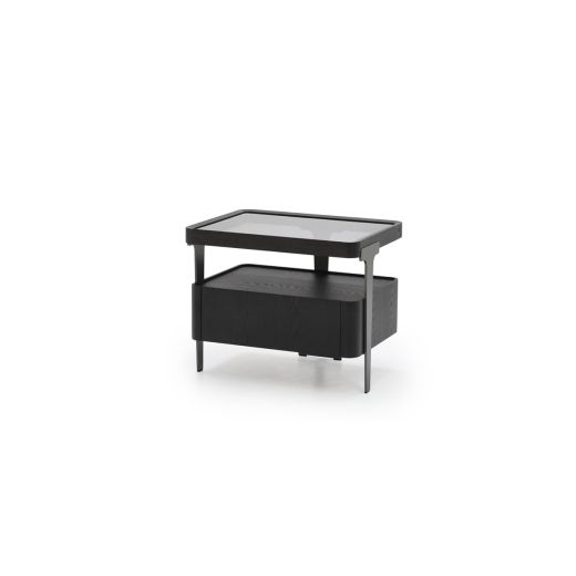 Lennis End Table/Wood/Glass Top Gray Color