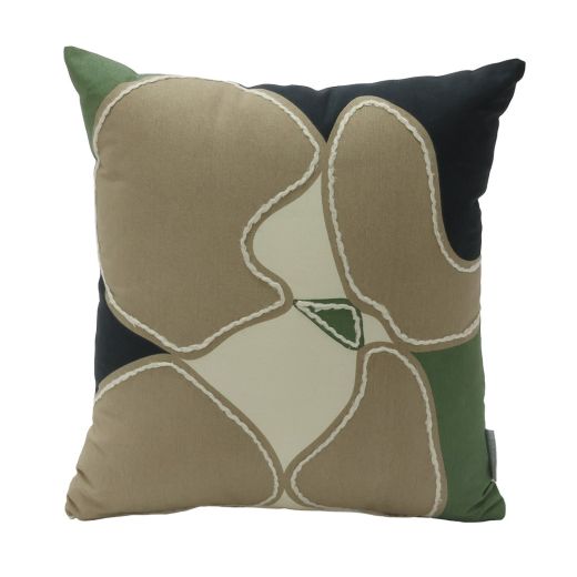 LL CUSHION #CUMS664/45X45 CREAM/GREEN/BLACK