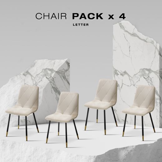 CHAIR PACK LETTER Cream x4