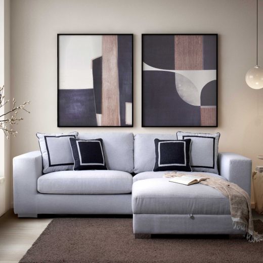 Beatris Set Sofa & Stool - Light Gray