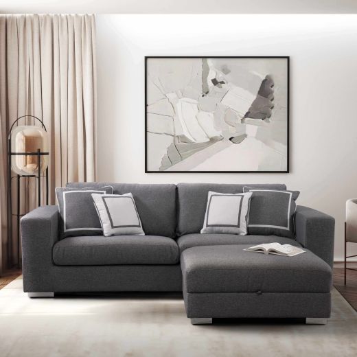 Beatris Set Sofa & Stool - Dark Gray