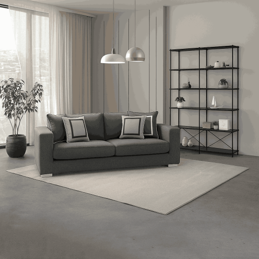 Beatris Sofa Drak Gray + Adelard Showcase