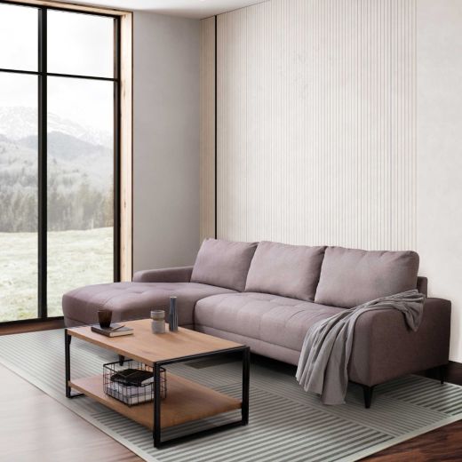 Maxmar left corner fabric sofa -  brown