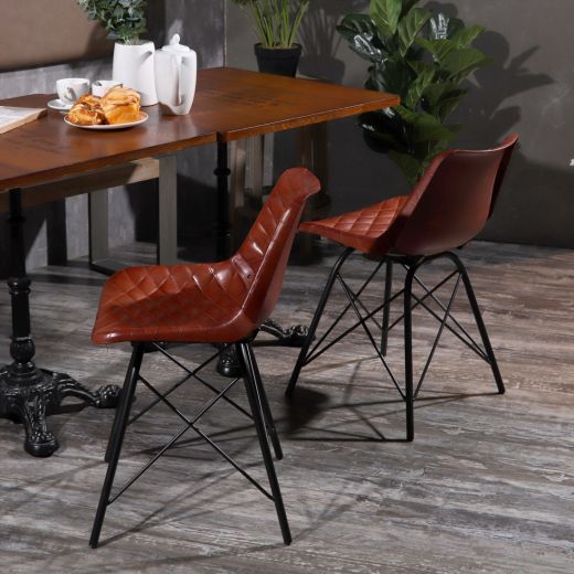 Tenji Genuine Leather Chair - Brown