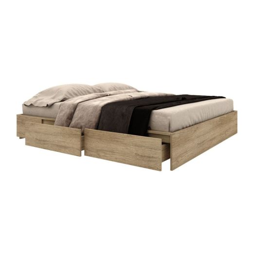 6 ft. Bed Bruz with drawers Light Wood color