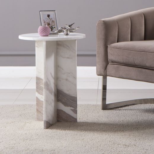 End Table JOHNSTONE WHITE VOLAKUS Stone