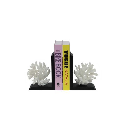 Bookend#CY18301 Resin White/CBR Set of 2