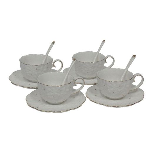 Tea Set#NHTC1095-WG Ceramic White/WL Set of 12