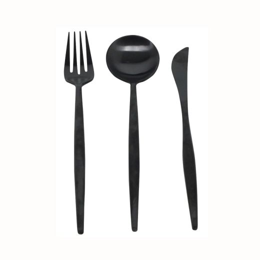 Cutlery Set#1786HMetal Black/YLC Set of 3