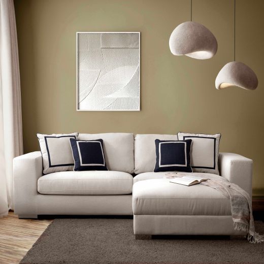 Beatris Set Sofa & Stool - Cream